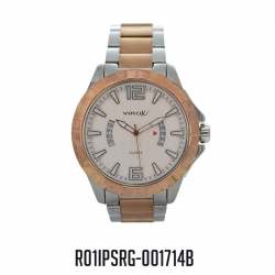 RELOJ VIROX CALENDARIO VERTICAL HOMBRE PLATEADO/ORO ROSA