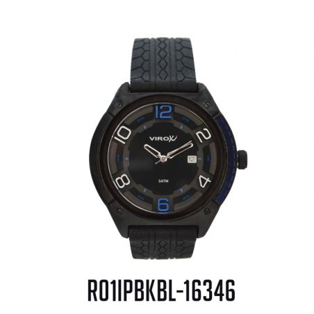 RELOJ VIROX METAL Y PLASTICO NUMEROS EN ALTO RELIEVE AZUL.