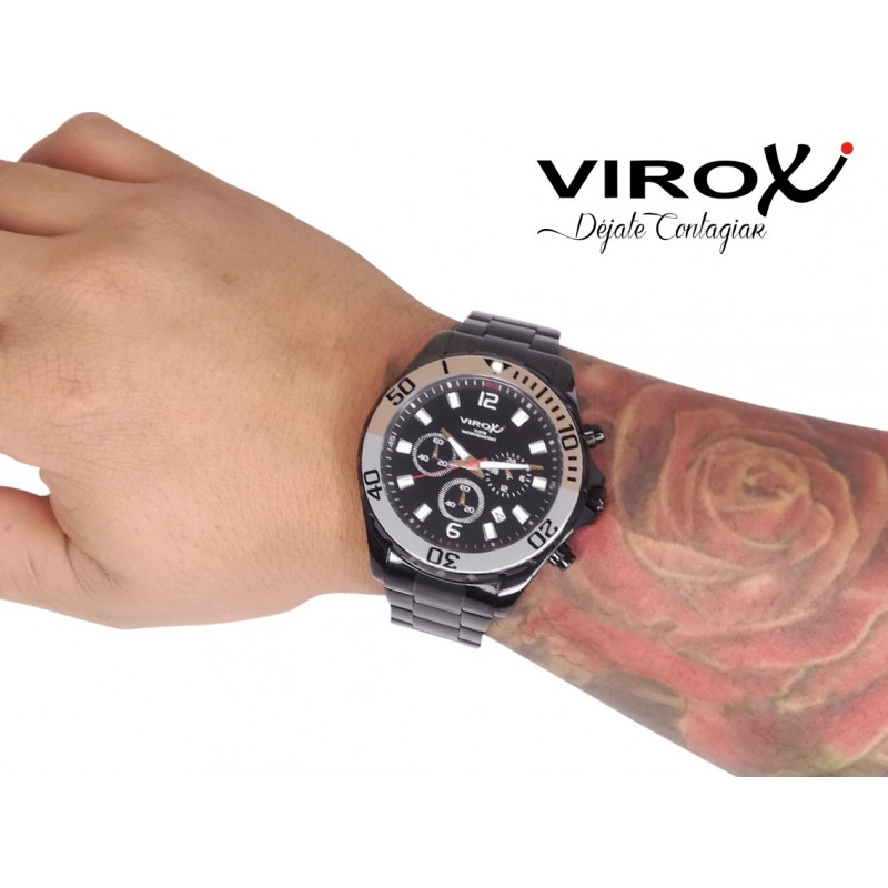 RELOJ VIROX EN ACERO DE HOMBRE CRONÓGRAFO NEGRO