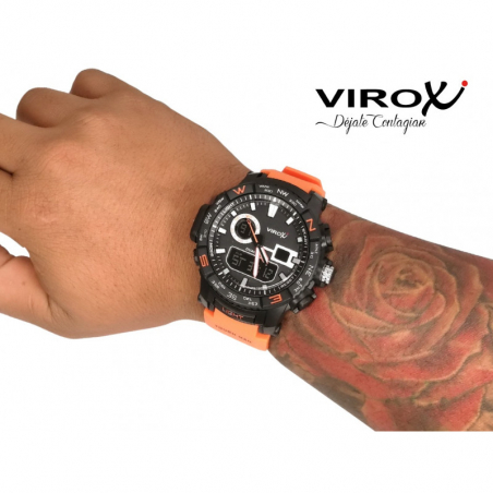 RELOJ VIROX ANÁLOGO-DIGITAL TOUGHMAN PULSO ADICIONAL NARANJA