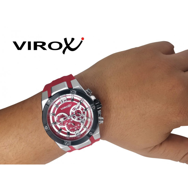 RELOJ VIROX EN ACERO MULTIFUNCIONAL DE HOMBRE ROJO PULSO SILICONA