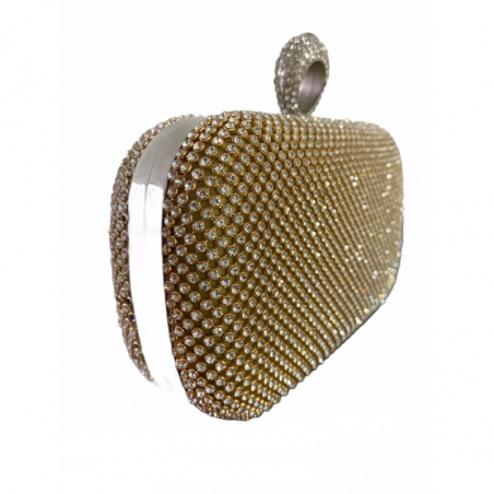 BOLSO DE FIESTA PARA DAMA, IMITACION DIAMANTES PARA NOCHE DORADO