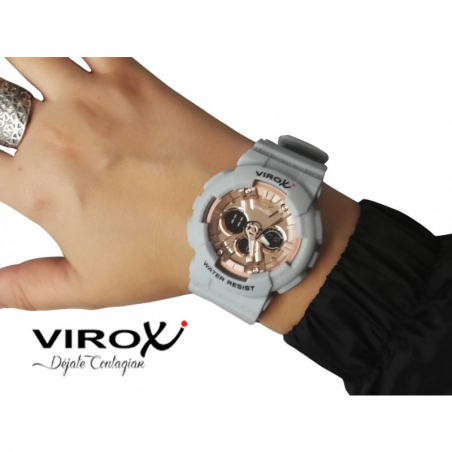 RELOJ DEPORTIVO VIROX DAMA ANÁLOGO-DIGITAL PU CIRCULAR GRIS