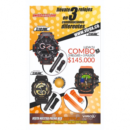 Relojes Deportivos Para Hombre Virox Doble Hora En Combo REF: D3